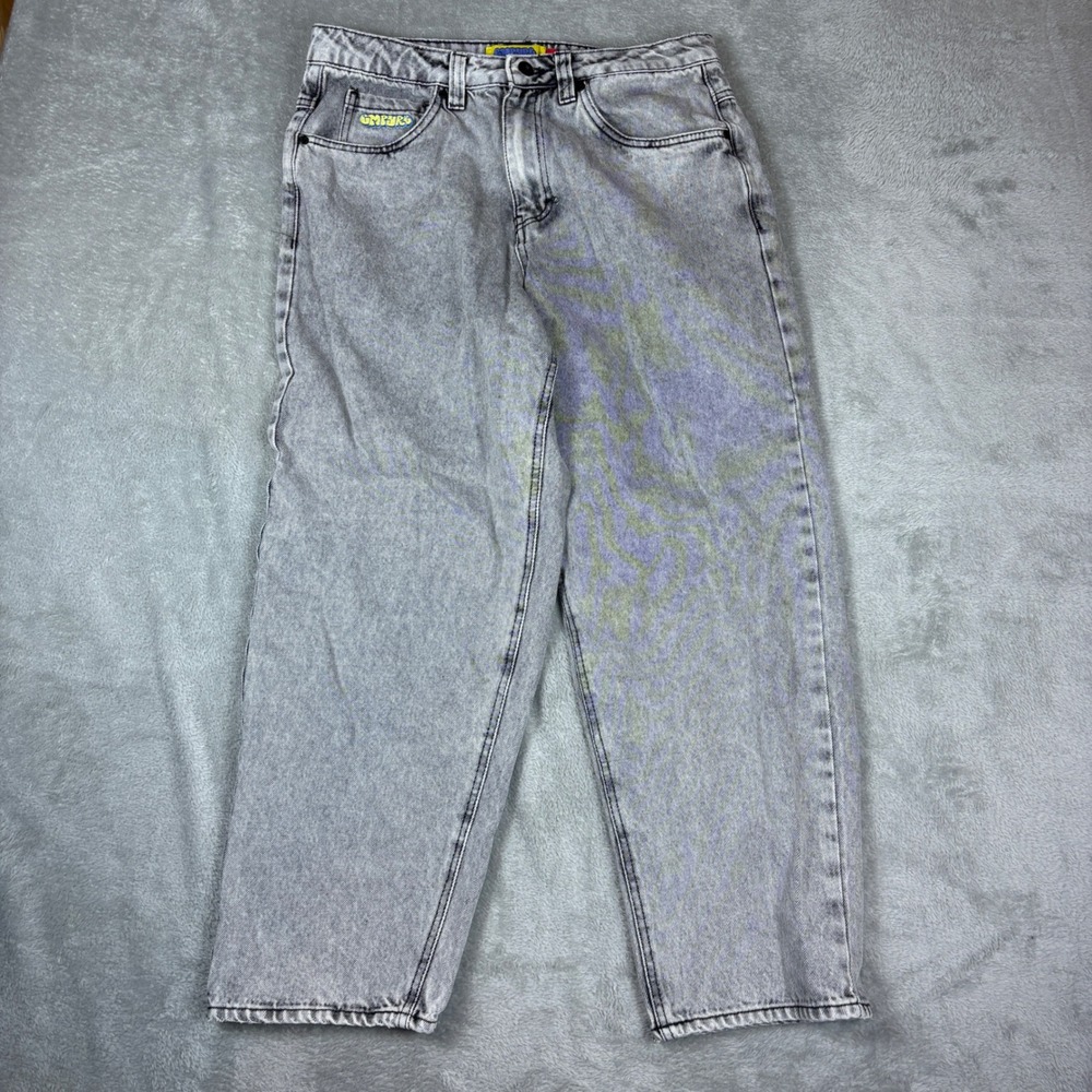 Empyre Jeans Mens 30 (Fits 32x27) Loose Fit Skate Grey Acid Wash Skater Retro